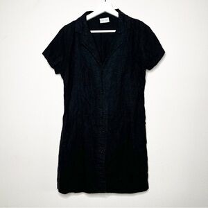 Rue Stiic Black Linen Blend Mini Shirt Dress